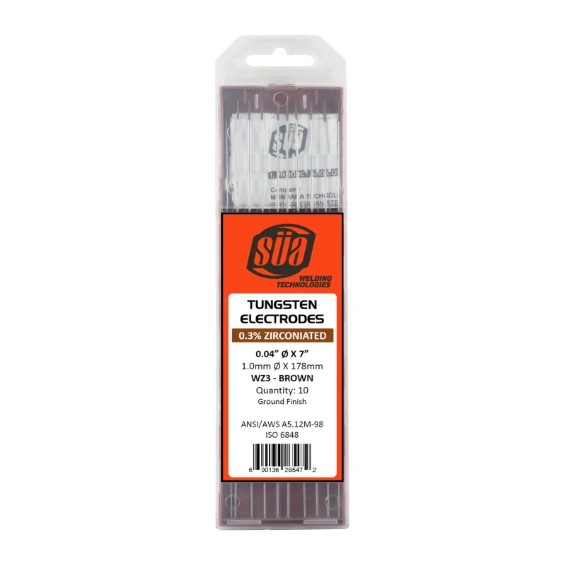 0.3% Zirconiated Tungsten Electrode – TIG Welding – (Brown Tip) – (10 PACK)