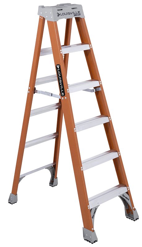 Louisville FS1506 6‑Foot 5‑Step Fiberglass Step Ladder – IA Duty, 300 lb Capacity, 125 in Reach