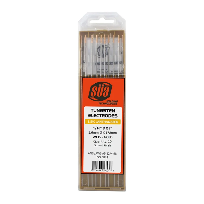 1.5% Lanthanated Tungsten Electrode – TIG Welding – (Golden Tip) – (10 PACK)