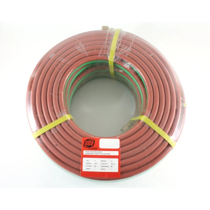100 FEET Grade T 1/4″ OxyFuel Welding & Cutting Twin Hose with BB Fittings