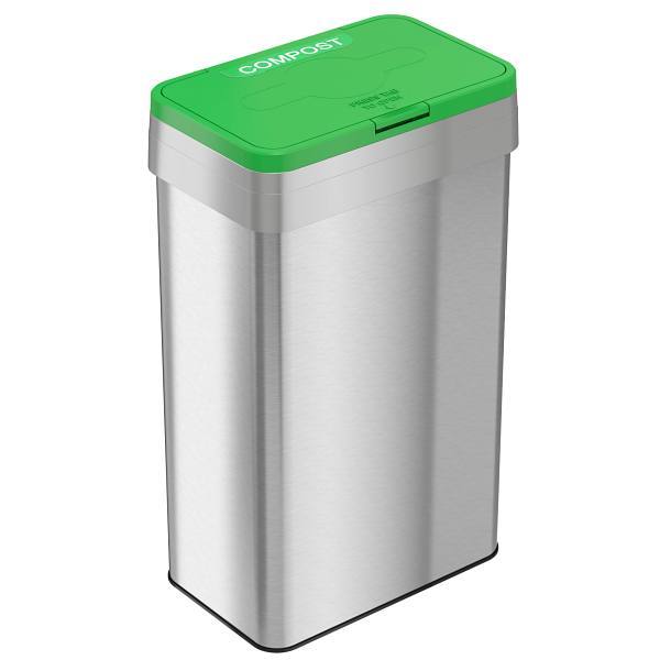 HLS Commercial 21 Gallon Stainless Steel Rectangular Open Top Compost Bin With Odor Filters