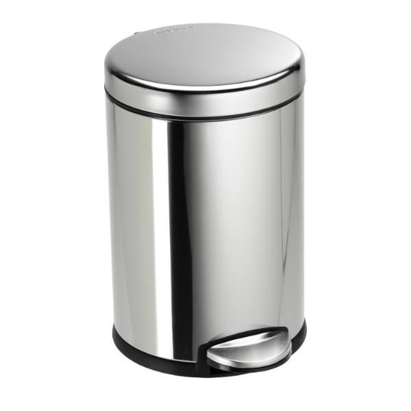 Simplehuman 1.2 Gallon Polished Stainless Steel Round Step-On Trash Can