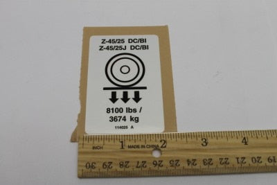 Genie Part # 114025GT – Decal, Label, Wheel Load