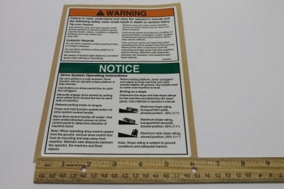 Genie Part # 114170GT – Decal,Warning,Drive System