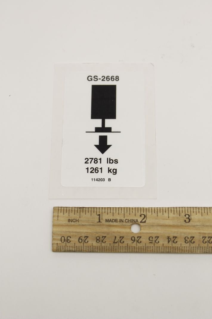 Genie Part # 114203GT – Decal, Label, Outrigger LD 2668