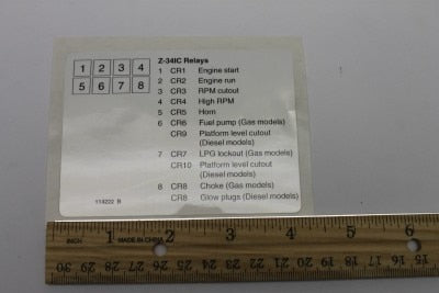 Genie Part # 114222GT – Decal, Label, Relays, Z34IC