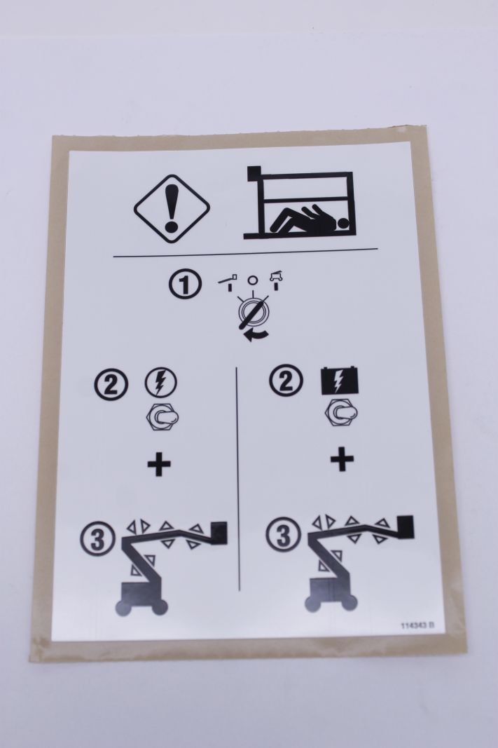 Genie Part # 114343GT – Decal, Label, Emergency Down