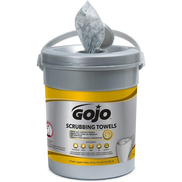 Gojo Hand And Surface Scrubbing Towels, Fresh Citrus Scent, 72 Count Heavy Duty Scrubbing Towels Canister