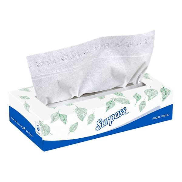 Surpass 2-Ply Flat Facial Tissue Box, Case Of 30