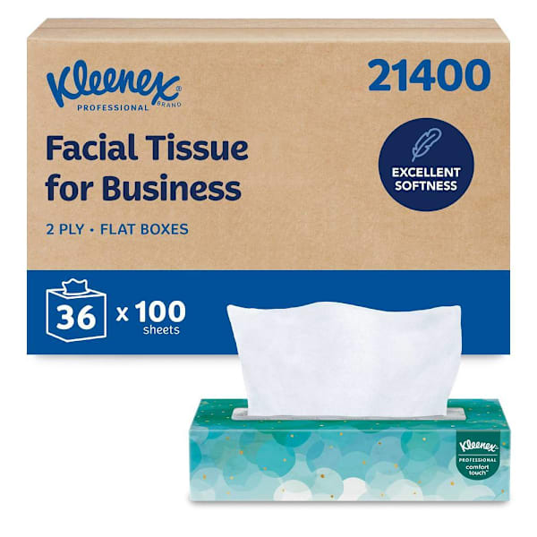 Kleenex Professional 2-Ply Flat Facial Tissue Box 36 Case Of 36