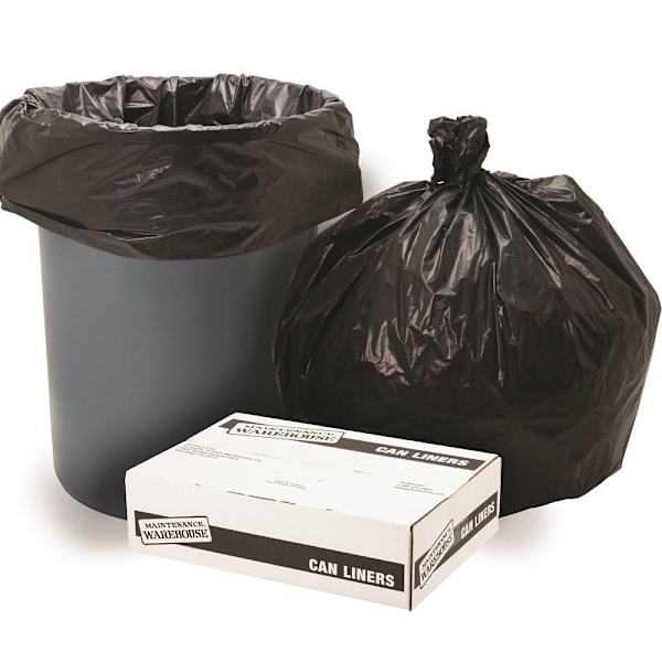 Maintenance Warehouse Can Liner 33 Gal. 0.65 Mil Low-Density, Black, 33" X 39" Pack Of 250