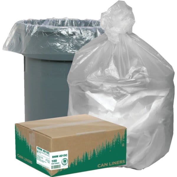 Webster 55-60 Gal 1.5 Mil Low-Density Trash Bag (Clear) (100-Case)