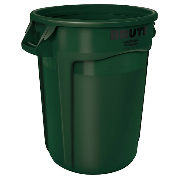 Rubbermaid Commercial BRUTE 55 Gal. Round Trash Can, Vented, Dark Green, 3-Pack
