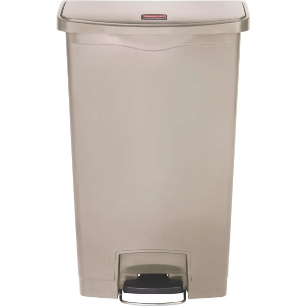 Rubbermaid Commercial Slim Jim 18 Gallon Front Step-On Resin Trash Can (Beige)