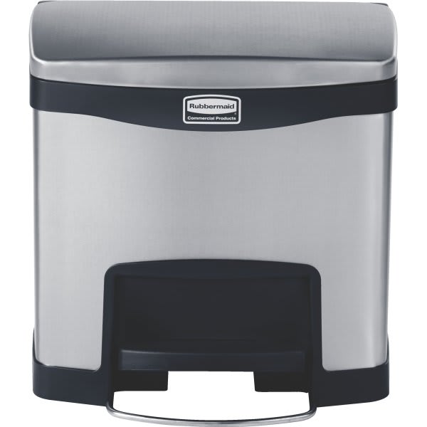 Rubbermaid Commercial Slim Jim 4 Gallon Front Step-On Stainless Steel Trash Can (Black)