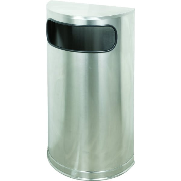 Rubbermaid Commercial 9 Gallon Half-Round Flat Top Stainless Steel Trash Can