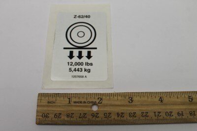 Genie Part # 1257658GT – Decal, Wheel Load, Z62