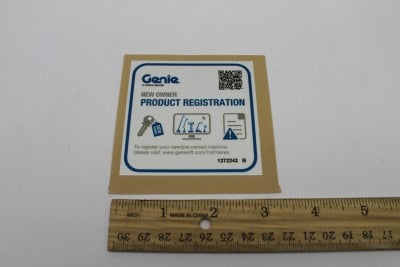 Genie Part # 1272242GT – Decal, Machine Registration/Owner Transfer