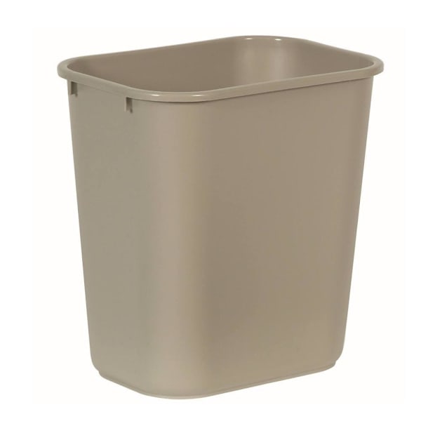 Rubbermaid Commercial 7 Gal. Deskside Rectangular Trash Can, Medium, Beige