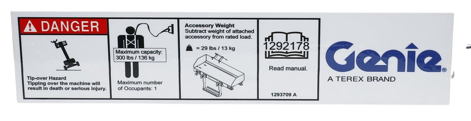 Genie Part # 1293709GT – Decal, Max Capacity