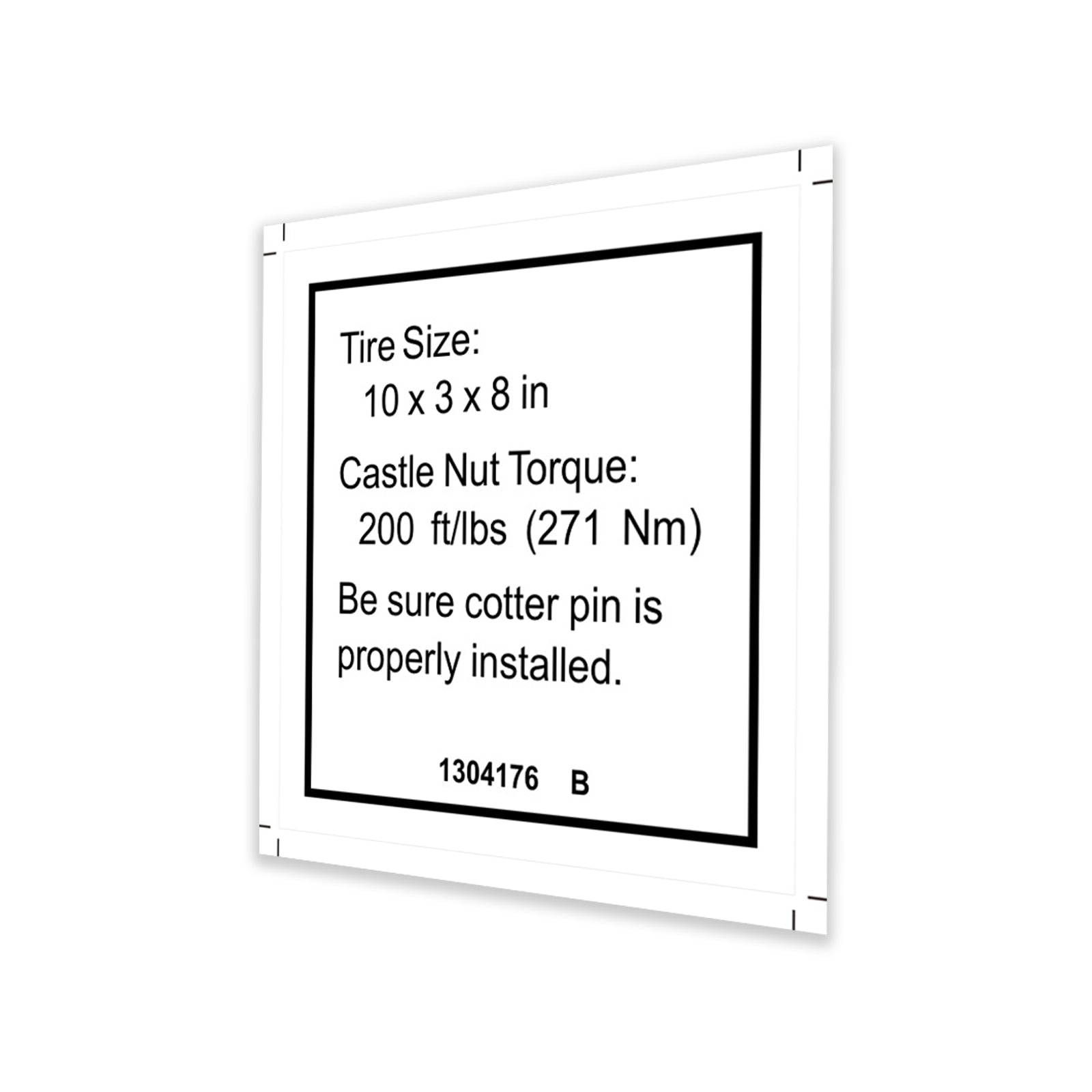 Genie Part # 1304176GT – Decal, Label, Tire Specs