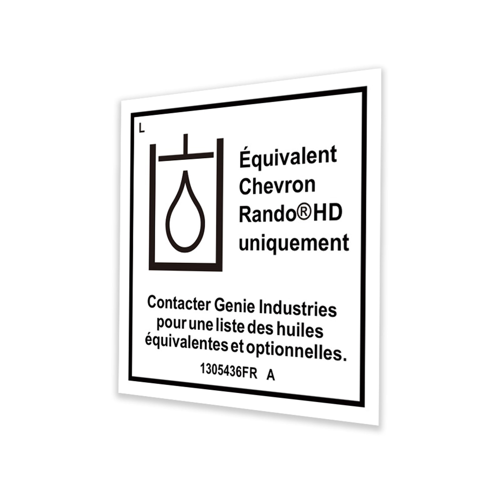 Genie Part # 1305436FRGT – Decal, Label-Chevron Rando, H