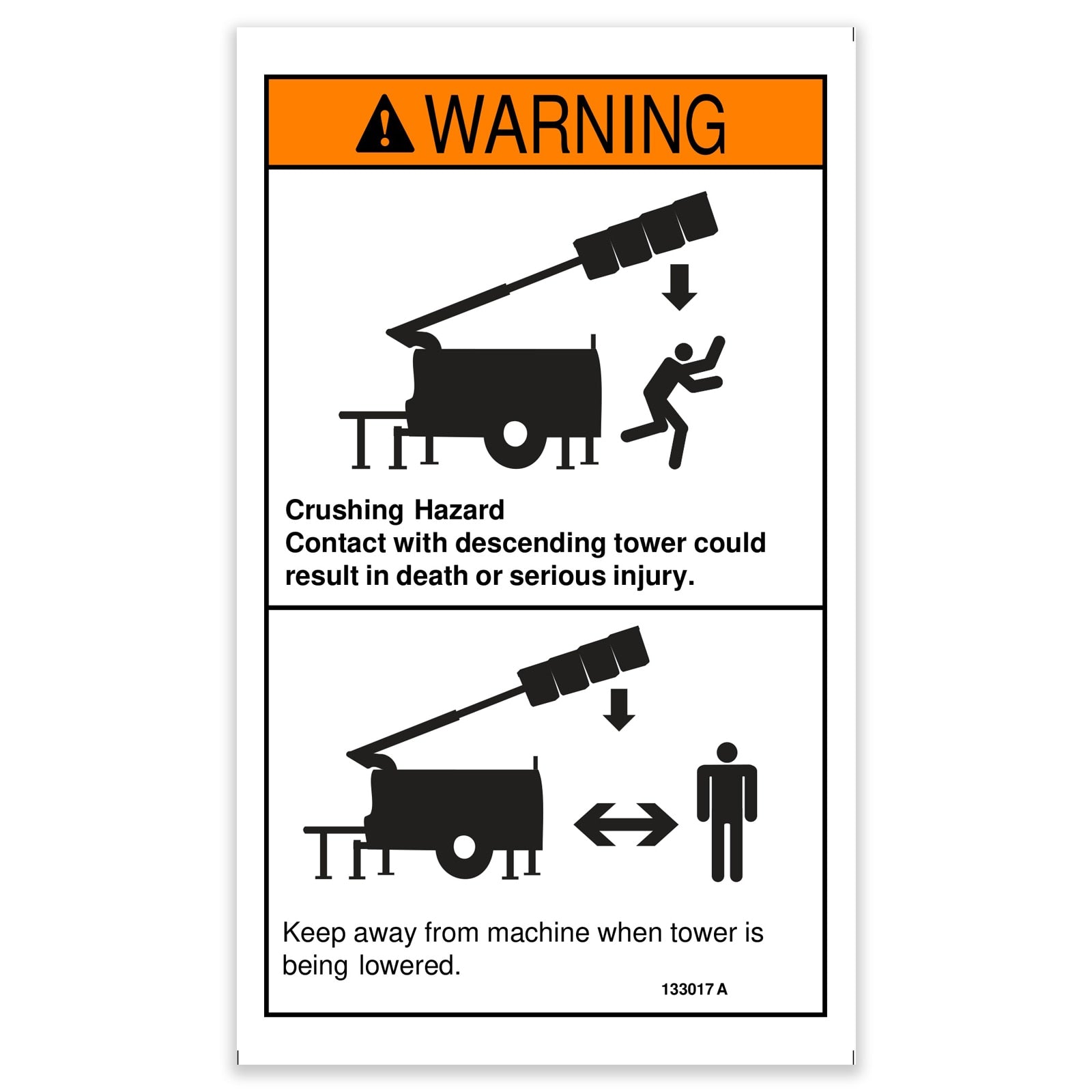 Genie Part # 133017GT – Decal, Warning, Crush Hzd, Tower