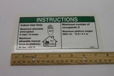 Genie Part # 133247GT – Decal, Manual Frce, Grc, Aus, Wrd
