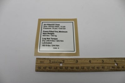 Genie Part # 133464GT – Decal, Notice Tire Pressure