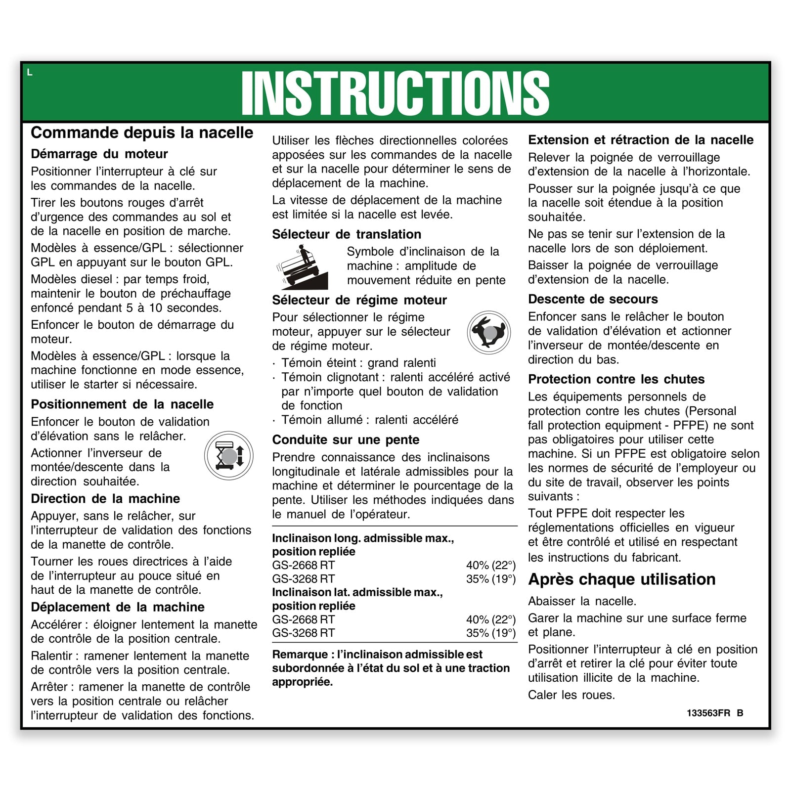 Genie Part # 133563FRGT – Decal, Notice, Inst, Plat-GS68RT