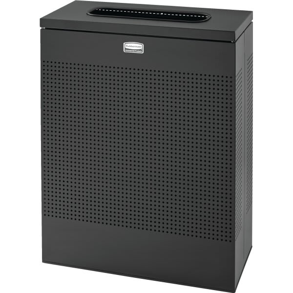 Rubbermaid Commercial Silhouettes 22.5 Gal Textured Steel Rectangle Trash Can (Black)