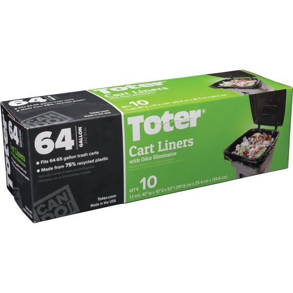 Toter 1.1 mL Low-Density Trash Can Liner For 64 Gal. Cart (80-Box) (Black)