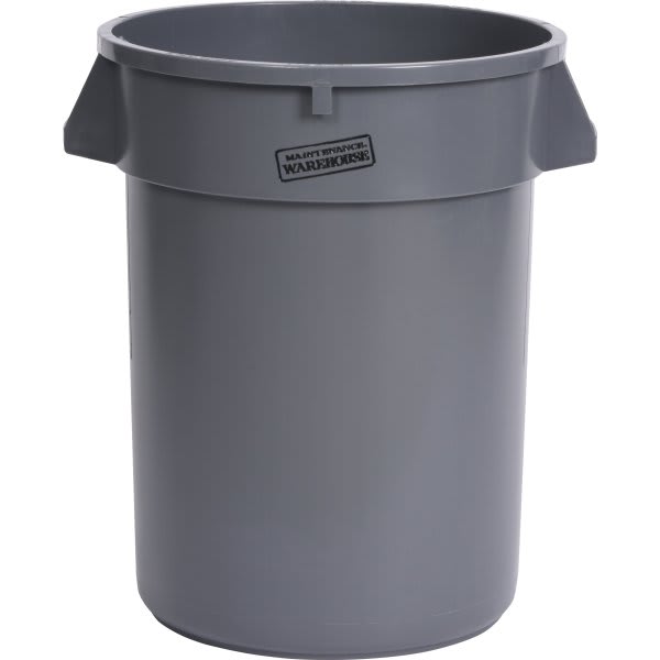 Maintenance Warehouse 32 Gallon Round Waste Receptacle W/ Handle Gray