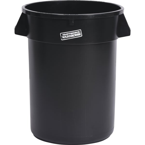 Maintenance Warehouse 32 Gallon Round Waste Receptacle W/ Handle Black