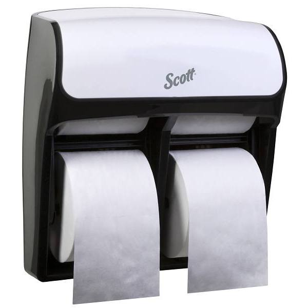 Scott PRO 44517 High Capacity Coreless Standard Roll White Toilet Paper Dispenser, 4 Roll Capacity