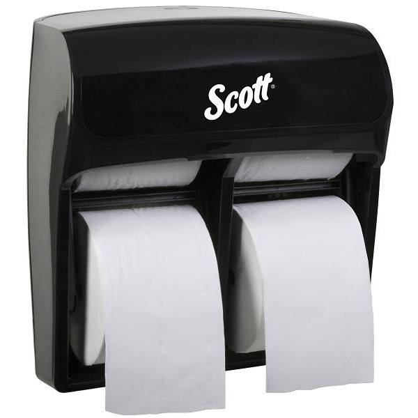 Scott PRO 44518 High Capacity Coreless Standard Roll Black Toilet Paper Dispenser, 4 Roll Capacity