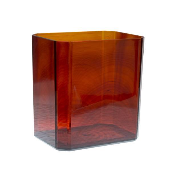 Hapco Facet 8 Qt Rectangular Wastebasket,beveled Edges, Amber, Case Of 6