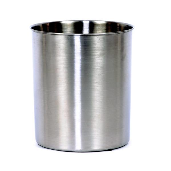 Hapco Stainless Steel Brushed Metal 8 Qt Round Wastebasket, Case Of 6