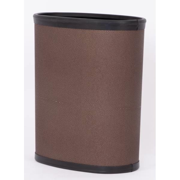 Hapco Urban 14 Qt Oval Plastic Wastebasket Vegan Leather Wrapped,cobblestone,case Of 8
