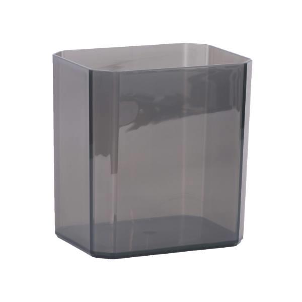 Hapco Facet 8 Qt Rectangular Wastebasket,beveled Edges, Smoke,case Of 6