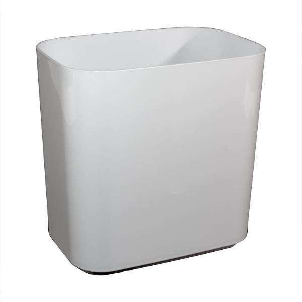 Hapco Contempo 14 Qt Rectangular Wastebasket,raised Bottom,gloss White,case Of 4