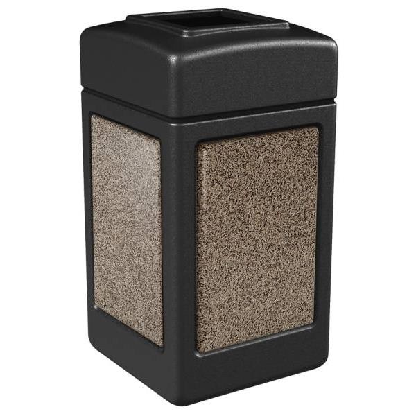 Commercial Zone Products 42 Gallon Black Waste Container With Riverstone Panels