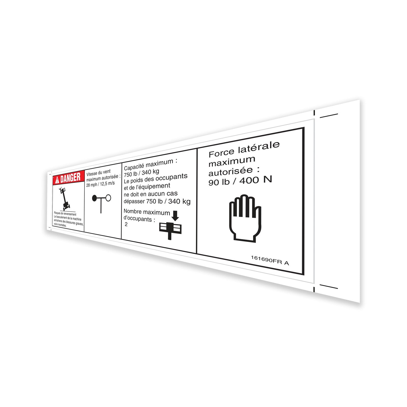 Genie Part # 161690FRGT – Decal, Max Cap Side Force Word ANSI