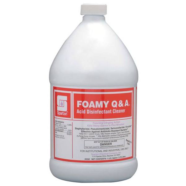 Spartan Foamy Q&A One Step Cleaner/Disinfectant, Floral Scent, 1 Gal, Case Of 4