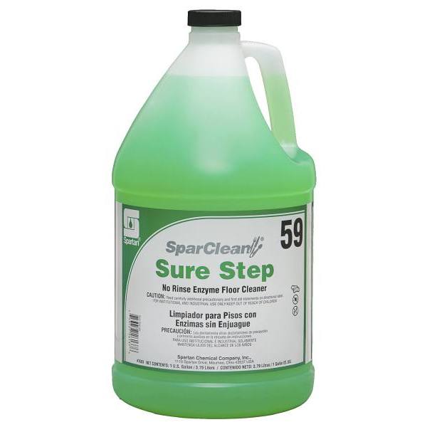 Spartan SparClean Sure Step 59, Enzyme Floor Cleaner, Clean Scent, 1 Gal, Case Of 4