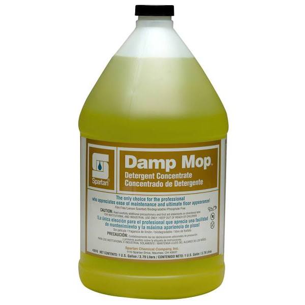 Spartan Damp Mop No Rinse Floor Cleaner, Lemon Scent, 1 Gal, Case Of 4