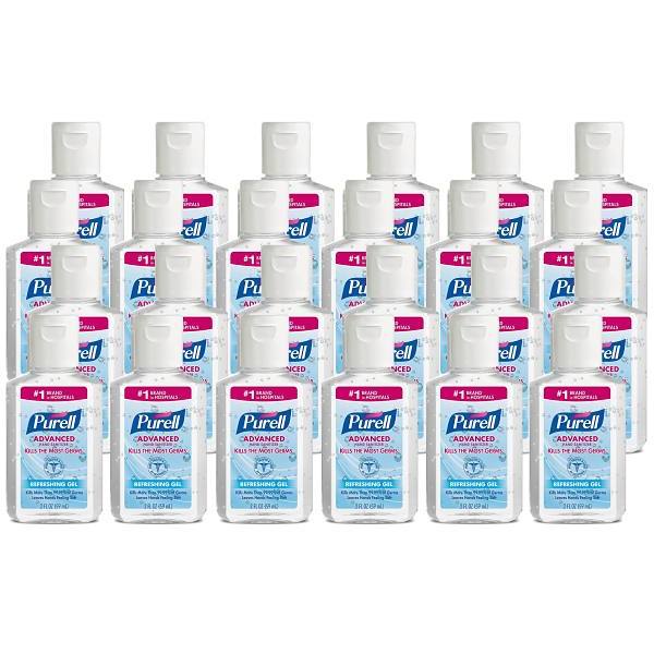 Purell Advanced Hand Sanitizer Refreshing Gel, Clean Scent, 2 Oz Travel Size Flip-Cap Bottle Case Of 24