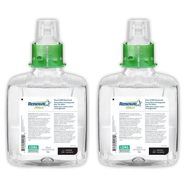 Renown Select Rb6 1200 mL Clear And Mild Fragrance-Free Foam Hand Soap Refill, For Renown Rb6 Dispensers, Case Of 2