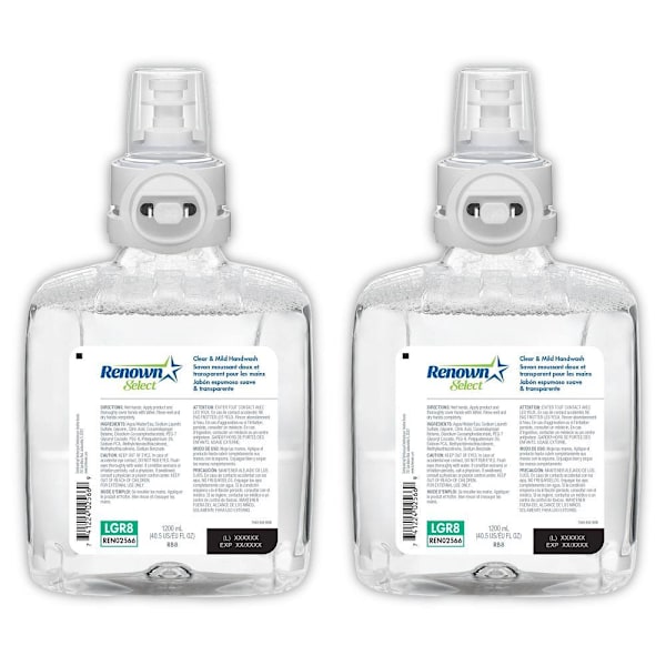 Renown Select Rb8 1200 mL Clear And Mild Fragrance-Free Foam Hand Soap Refill, For Renown Rb8 Dispensers, Case Of 2