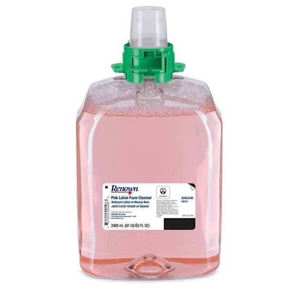Renown Fmx-20 2000 mL Pink Lotion Foam Hand Soap Refill For Renown Fmx-20 Dispensers, Case Of 2